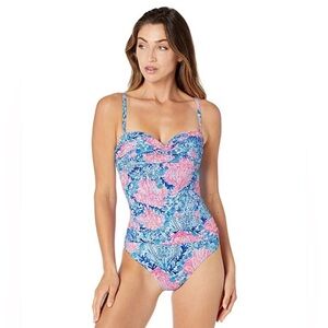 Lilly Pulitzer Layne Abstract Jaspen One-Piece Blue L50707 Women's Size 10